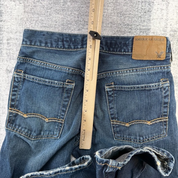 Y2K American Eagle Jeans Mens 28x30 (27x28) Bootcut Faded Denim Western Skater - Picture 12 of 13